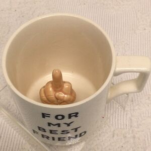 Vintage Middle Finger Gag Gift Novelty Ceramic 3D Coffee Mug Best Friend